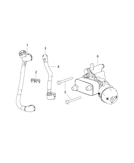 2019 Jeep Cherokee Engine Oil Filter & Housing , Adapter / Oil Cooler & Hoses / Tubes Diagram 2 - Thumbnail