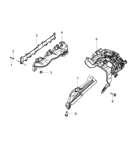 2014 Dodge Journey Exhaust Manifold & Heat Shield Diagram 1 - Thumbnail