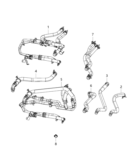 2016 Dodge Journey Hose Heater Supply And Return Diagram for 5058527AE