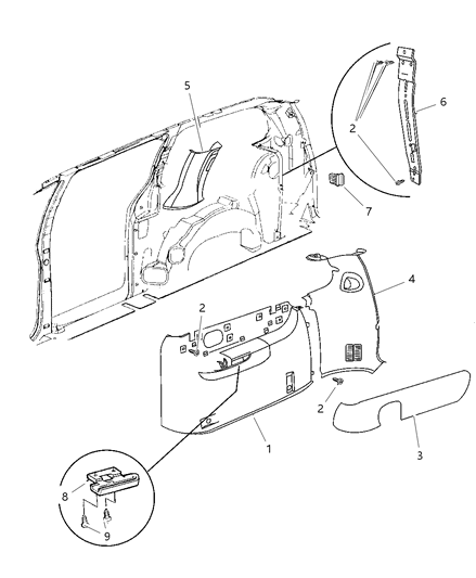 1999 Dodge Caravan Quarter Panel of Interior Trim Diagram 4 - Thumbnail