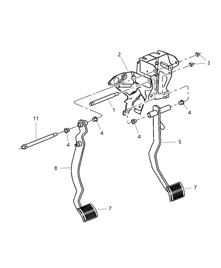 2003 Chrysler Sebring Sedan & Convertible Clutch Pedal Diagram 2 - Thumbnail