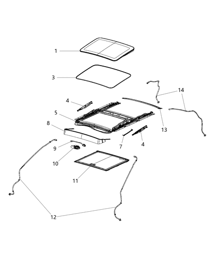 2013 Dodge Charger Sunroof Frame Diagram for 68082485AA