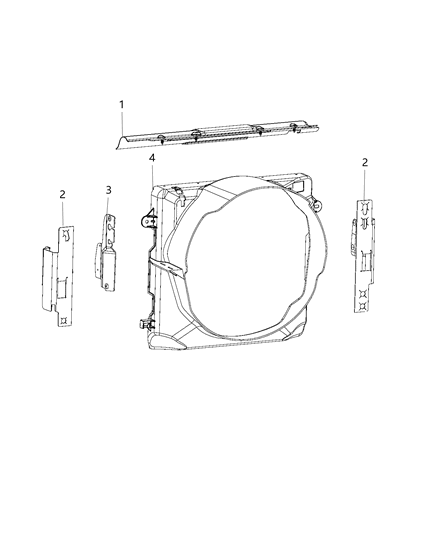 2018 Jeep Wrangler JK (Previous-generation) Radiator Seal, Shields, Shrouds, And Baffles Diagram