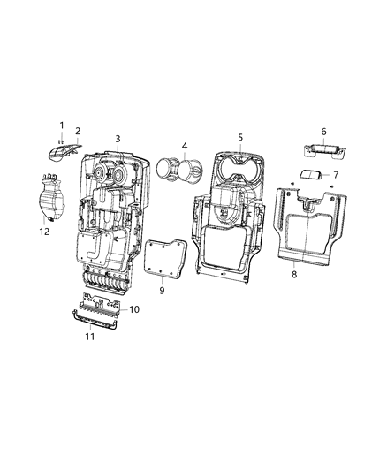 2020 Ram 1500 New Style Plastics, Risers And Frames - Center Seat Diagram 1 - Thumbnail