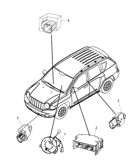 2008 Jeep Patriot Clockspring Steering Column Control Module Diagram for 68003216AE