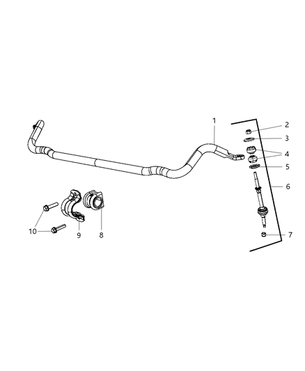 2011 Dodge Dakota Stabilizer Link, Front Diagram for 5135731AC