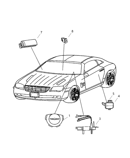 2006 Chrysler Crossfire Side Impact Inflator Module, Front Driver Side Diagram for 5099069AA