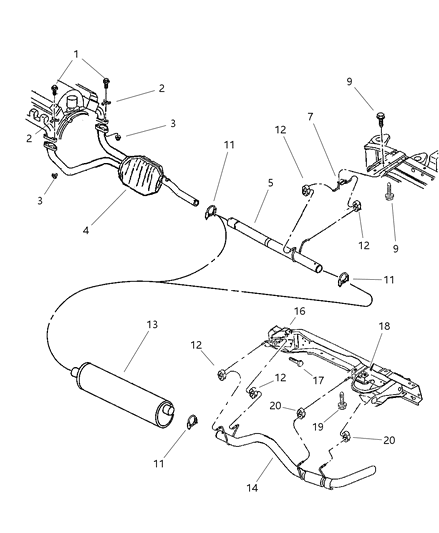 2000 Dodge Ram 3500 Tailpipe Exhaust Diagram for E0055175