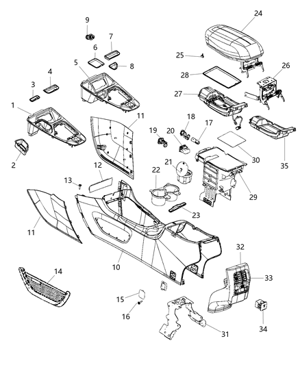 2019 Jeep Cherokee Bezel Gear Shift Indicator Diagram for 6DB73DX9AB