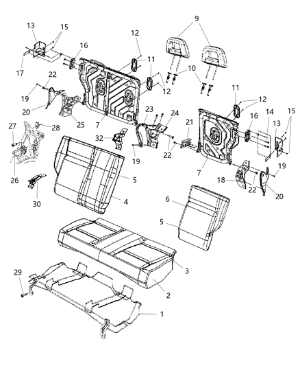 2007 Jeep Compass Upper Bracket Nut Diagram for 6501260