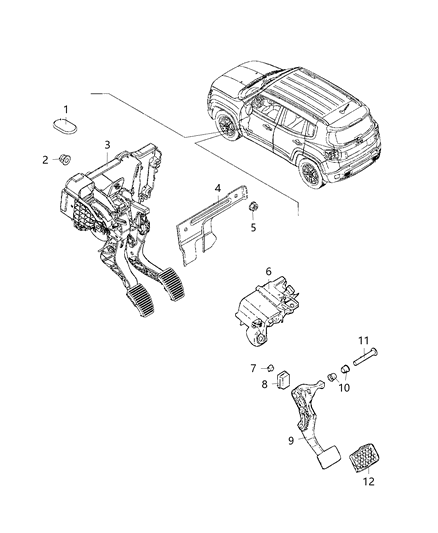 2019 Jeep Renegade Pedal Assembly Non Adjustable Diagram for 68281755AA