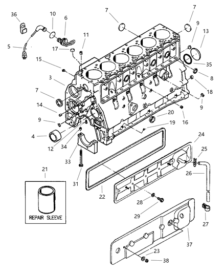 1998 Dodge Ram 3500 Regular Cab Cylinder Block Diagram 2 - Thumbnail