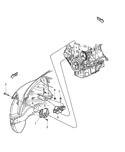 2009 Chrysler PT Cruiser Engine Mounting Diagram 9 - Thumbnail
