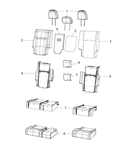 2014 Dodge Journey Second Row - Split Seat Diagram 2 - Thumbnail