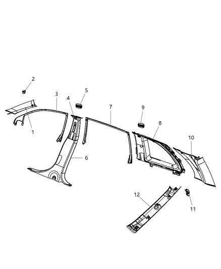2008 Chrysler Pacifica Lower Center Pillar Trim Diagram for TW31BD1AD