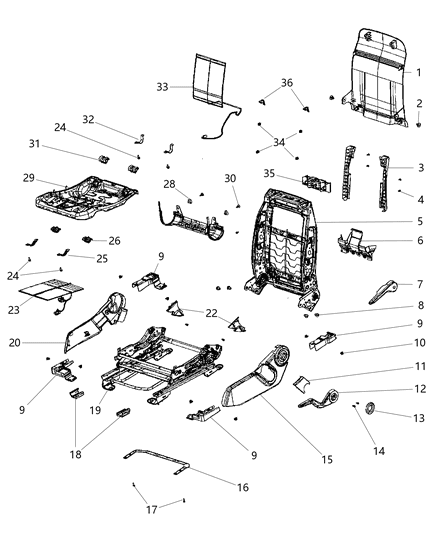 2012 Dodge Caliber Shield Driver Inboard, Driver Side Diagram for 1RX34BD3AA