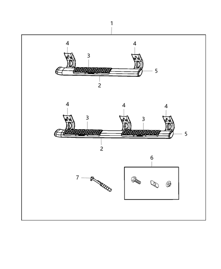 2017 Ram 1500 Step Kit, Tubular Side Diagram 1 - Thumbnail