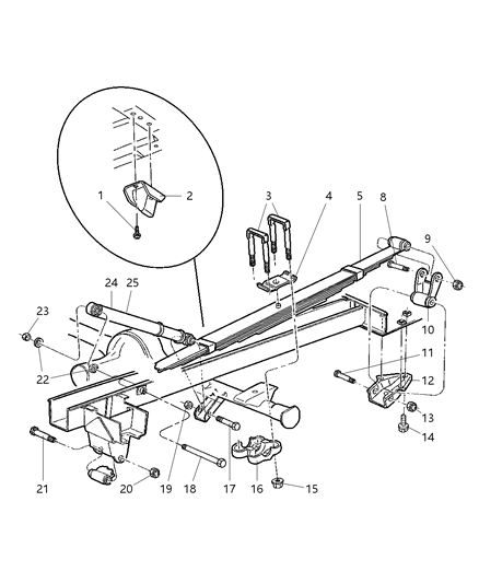 2002 Dodge Ram Van Shackle Bracket Diagram for 52039493AA
