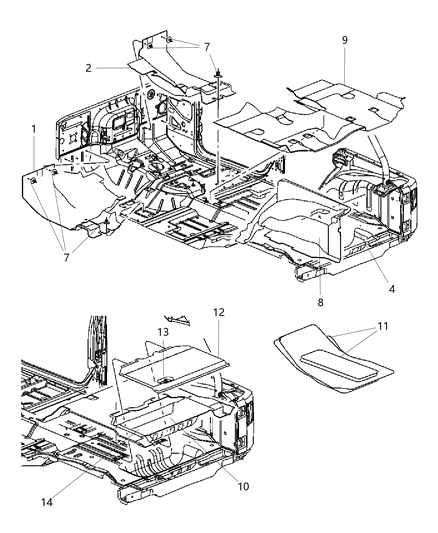 2011 Jeep Wrangler Carpet, Front Passenger Side Diagram for 1RL06DX9AB