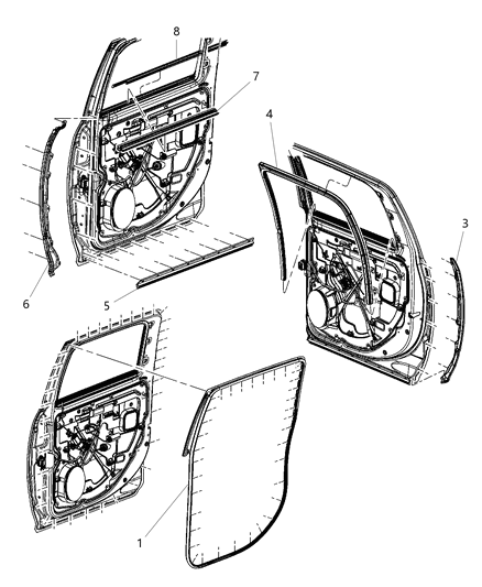 2019 Ram 4500 Rear Weatherstrip, Lower Driver Side Diagram for 55372703AF