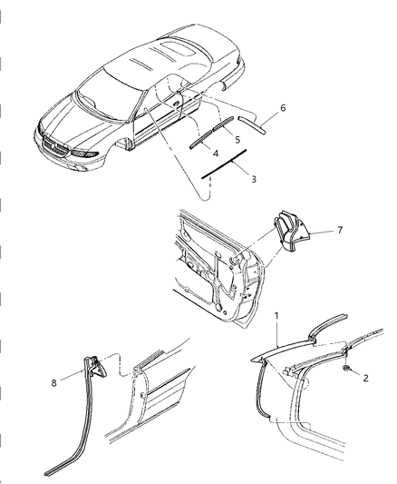 1997 Chrysler Sebring Weatherstrip, Rear Top Diagram for 4724374AB