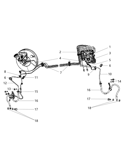 2010 Dodge Avenger Hydraulic Control Unit & Tubes - Front Diagram 2 - Thumbnail