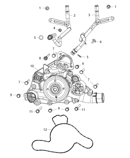 2021 Ram 1500 Water Pump Assembly Stud Diagram for 6508200AA