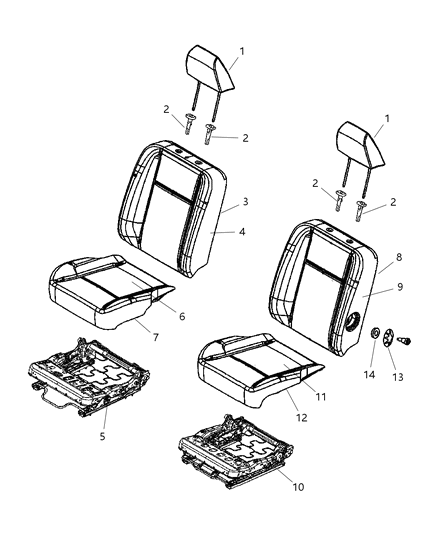 2007 Dodge Ram 3500 Pickup Front Leather Bucket Diagram 1 - Thumbnail