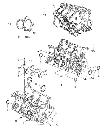 2008 Chrysler Pacifica Engine Cylinder Block & Hardware Diagram 1 - Thumbnail