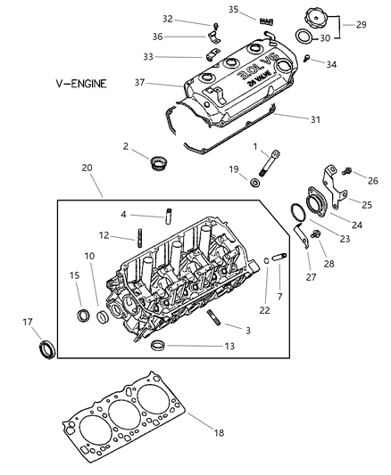 2001 Chrysler Sebring Coupe Cylinder Head Diagram 2 - Thumbnail