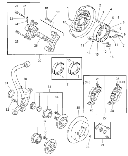 1997 Dodge Avenger Bolt, Rear Brake Diagram for MR128636
