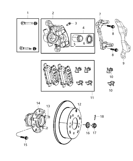 2017 Jeep Patriot Bracket Brake Caliper Diagram for 68316060AA