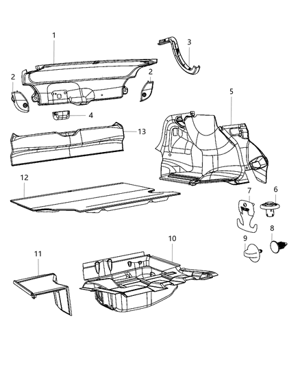2015 Dodge Charger Carpet Luggage Compartment Diagram for 68202777AB