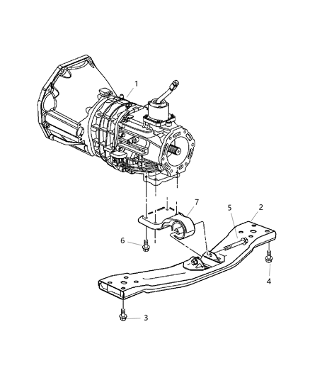 2004 Jeep Liberty Rear, Transmission Mounting Diagram 4 - Thumbnail