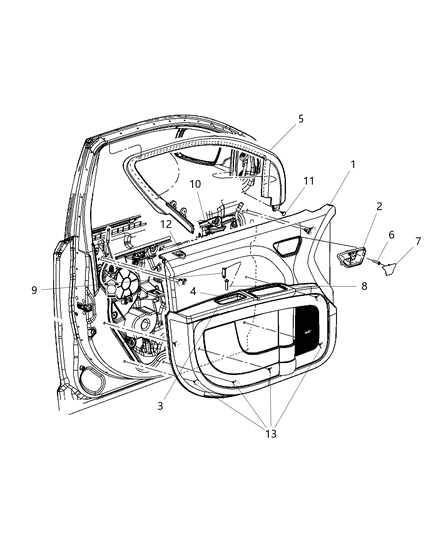2016 Dodge Journey Front Door Trim Panel Diagram
