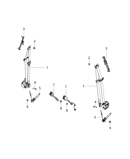 2017 Chrysler 200 Seat Belt Front Inner Diagram for 6DR271L2AA