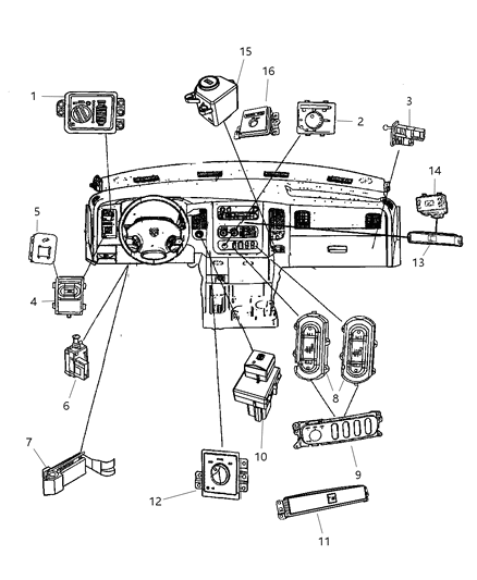 2009 Dodge Ram 3500 Pickup Switches Instrument Panel Diagram