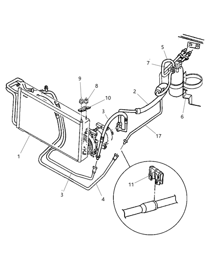 1999 Jeep Cherokee Line A/C Suction & Discharge Diagram for 55036638