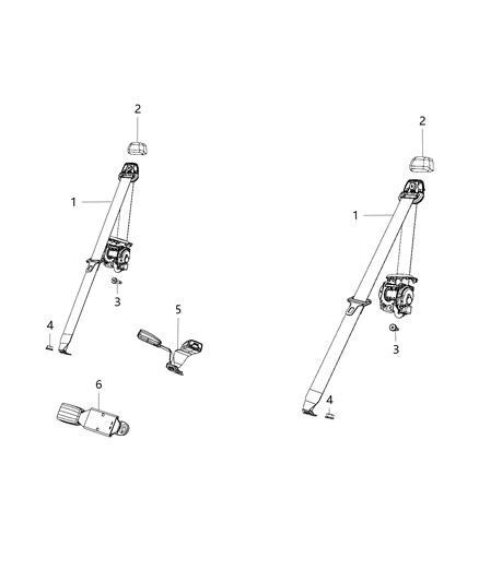 2017 Jeep Wrangler Rear Seat Belts Diagram 1 - Thumbnail