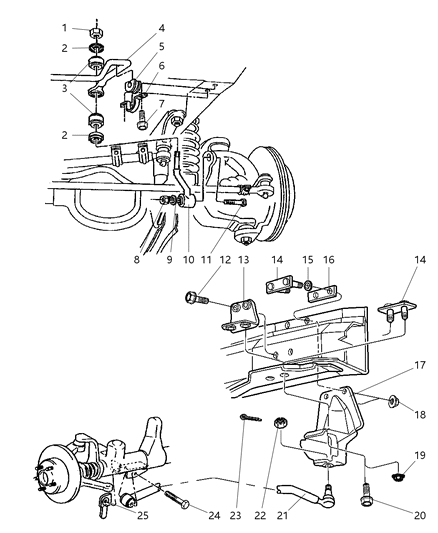 1998 Jeep Cherokee Front Stabilizer Bar & Track Bar Diagram