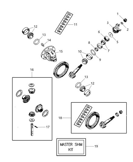2000 Jeep Grand Cherokee Shim Differential Bearing Replacement Shims 5017215Aa Diagram for 5017360AA