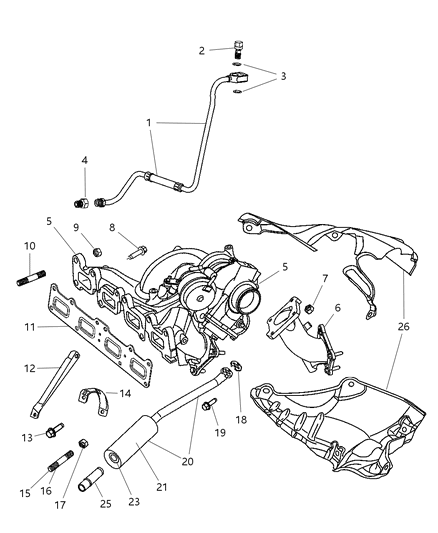 2005 Dodge Neon Oil Line Diagram for 5045038AA