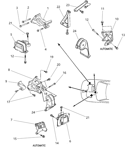 2000 Chrysler Sebring Convertible Engine Mounts Diagram 2 - Thumbnail