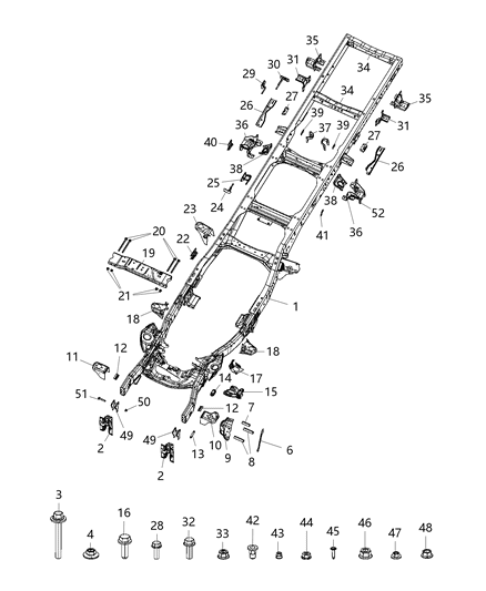 2019 Ram 3500 Support Brace Diagram for 68360057AC