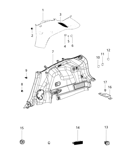 2019 Jeep Cherokee Quarter Trim Panel Diagram