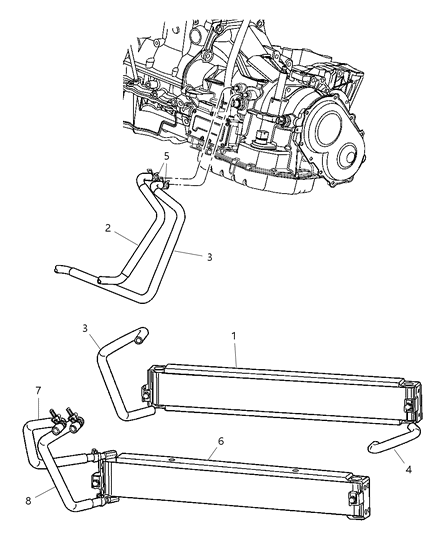 2002 Chrysler PT Cruiser Cooler Kit Auxiliary Transmission Oil Diagram for 5086548AA