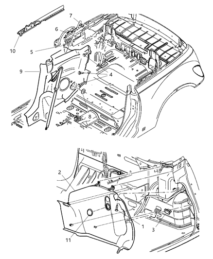 2008 Chrysler PT Cruiser Quarter Trim Panel Diagram 1 - Thumbnail