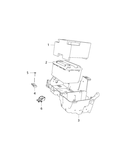 2016 Ram 3500 Cab Chassis Battery Tray & Support Diagram 1 - Thumbnail