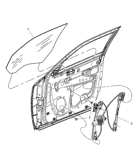 2007 Dodge Magnum Regulator Front Door Window Diagram for 5065471AE