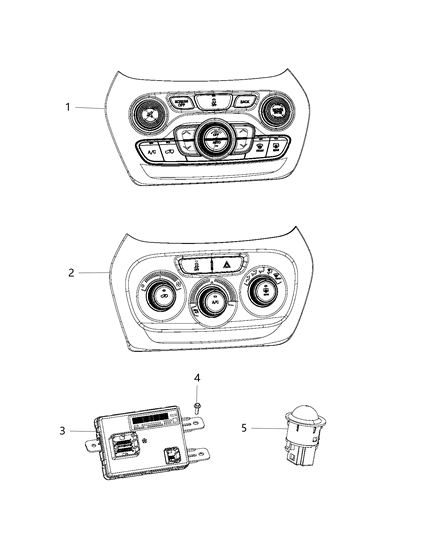 2017 Jeep Cherokee Control A/C And Heater Diagram for 5ZS93DX9AA